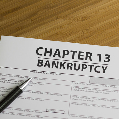 A paper that has the words " chapter 1 3 bankruptcy ".